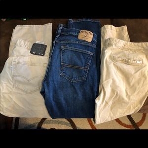 3 men’s jeans/pants. Hollister 34x34 & Levi 33x34
